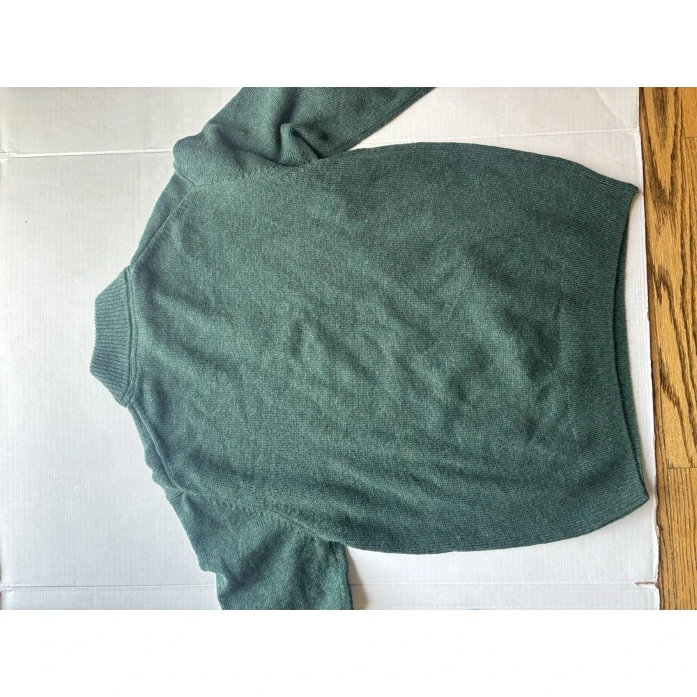 enzo mantovani wool 1/4 Button Mock Neck‎ Sweater Sz Medium Green Mens - Picture 6 of 7